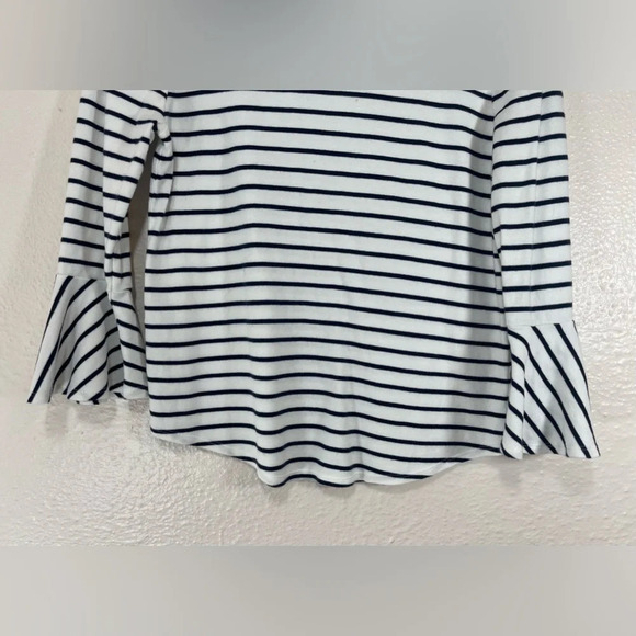 J. Crew Mercantile Bell Sleeve White Blue Stripe Pullover Top Women’s XS - Picture 6 of 12